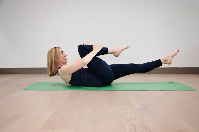 Jeannie Di Bon demonstrates a pilates move in her hypermobility course